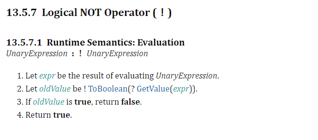 Logical NOT Operator ( ! )